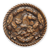 Carved Horse Rope Acorns Oak Blätter Keramikknauf (Vorderseite)