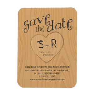 Carved Initals on Oak Tree Magnet