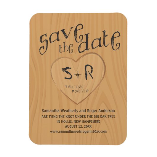 Carved Initals on Oak Tree Magnet (Vertikal)