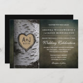 Carved Initials Birch Tree Hochzeit Einladungen (Vorne/Hinten)