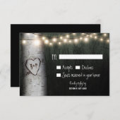 Carved Initials Birch Tree Wedding RSVP Cards (Vorne/Hinten)