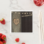 Carved Initials Old Oak Tree Wedding Napkins Serviette (Beispiel)