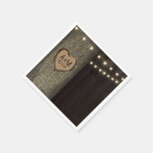 Carved Initials Old Oak Tree Wedding Napkins Serviette (Ecke)