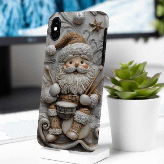 Carved Look Santa Claus Drummer Case-Mate iPhone Hülle