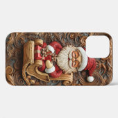 Carved Look Santa Riding in Sled Case-Mate iPhone Hülle (Rückseite (Horizontal))