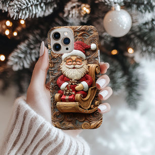 Carved Look Santa Riding in Sled Case-Mate iPhone Hülle