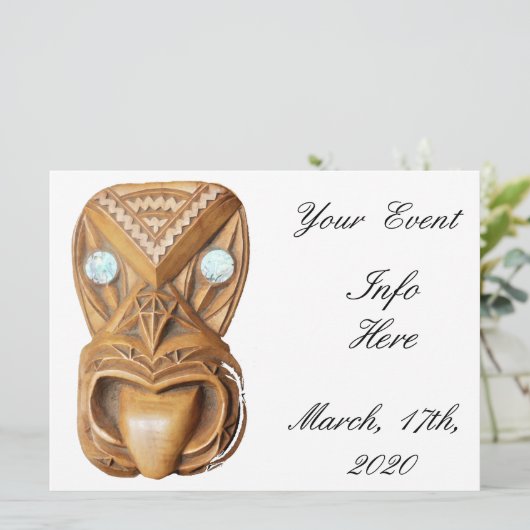 Carved Maori Tiki Face Thunder_Cove (Stehend Vorderseite)