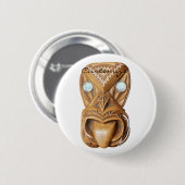 Carved Maori Tiki Face Thunder_Cove Button (Vorne & Hinten)