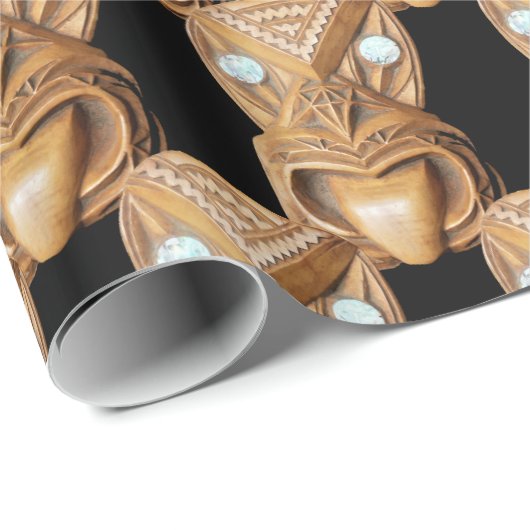 Carved Maori Tiki Face Thunder_Cove Geschenkpapier (Rolleneckpunkt)