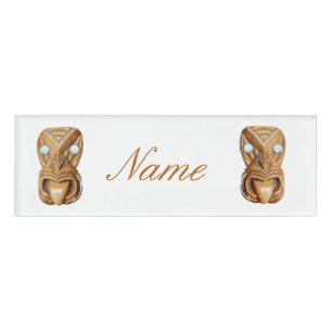 Carved Maori Tiki Face Thunder_Cove Namenschild