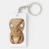 Carved Maori Tiki Face Thunder_Cove Schlüsselanhänger (Rückseite)