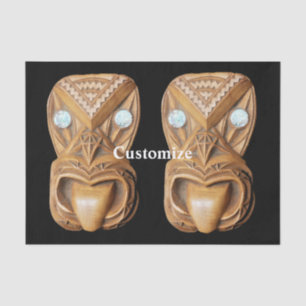 Carved Maori Tiki Face Thunder_Cove Seidenpapier