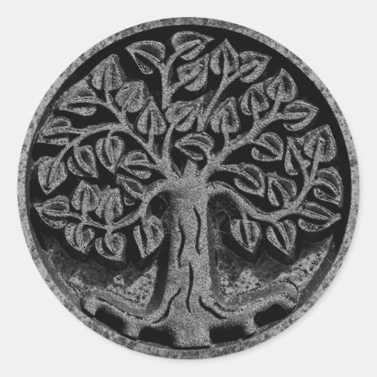 Carved Marble Stone Tree of Life Circle Stickers (Vorderseite)