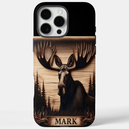 Carved Moose Portrait Case-Mate iPhone Hülle (Rückseite)