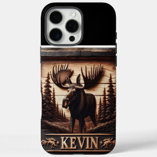 Carved Moose Wood Sign iPhone 16 Pro Max Hülle