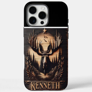 Carved Moose Wood Sign iPhone 16 Pro Max Hülle