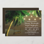 Carved Palm Tree Beach Lights Hochzeitseinladungen Einladung (Vorne/Hinten)