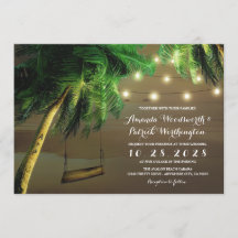 Carved Palm Tree Beach Lights Hochzeitseinladungen
