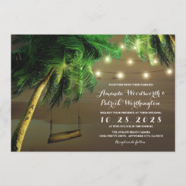 Carved Palm Tree Beach Lights Hochzeitseinladungen Einladung