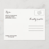 Carved Palm Tree Beach Lights Save the Date Cards Ankündigungspostkarte (Rückseite)