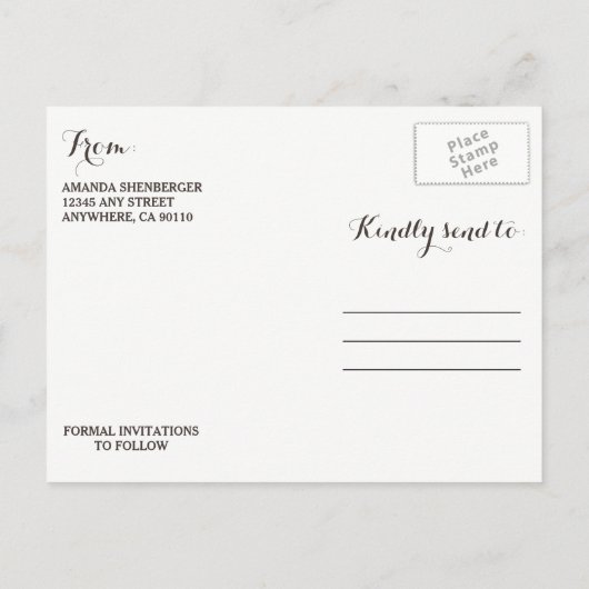 Carved Palm Tree Beach Lights Save the Date Cards Ankündigungspostkarte (Rückseite)