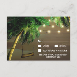 Carved Palm Tree Beach Lights Wedding RSVP Cards