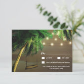 Carved Palm Tree Beach Lights Wedding RSVP Cards (Stehend Vorderseite)
