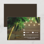 Carved Palm Tree Beach Lights Wedding RSVP Cards (Vorne/Hinten)