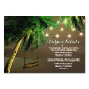 Carved Palm Tree Beach Lights Wedelkarten Tischnummer