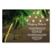 Carved Palm Tree Beach Lights Wedelkarten Tischnummer (Vorderseite)