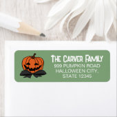 Carved Pumpkin Black Bow Krawatte Green Halloween (Insitu)