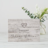 Carved Sweethearon Matron of Honor Vorschlag Card (Stehend Vorderseite)