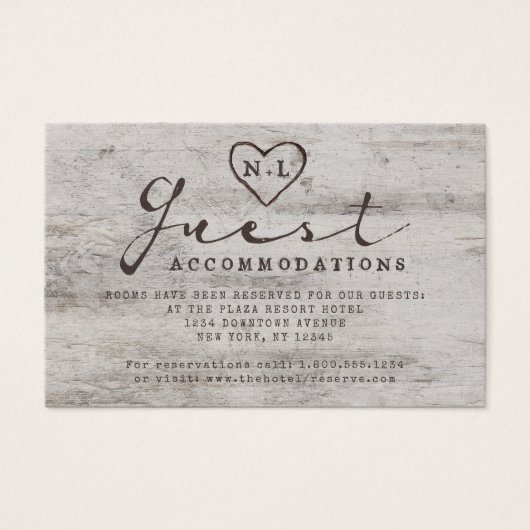 Carved Sweetheart Guest Accommodation Insert Card (Vorderseite)