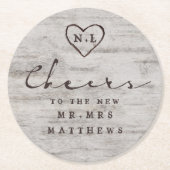 Carved Sweethearts Cheers to the new Mr. & Mrs. Runder Pappuntersetzer (Vorderseite)