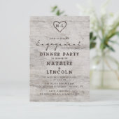 Carved Sweethearts Rustic Birch Engagement Party Einladung (Stehend Vorderseite)