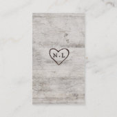 Carved Sweethearts Rustic Birch Wedding Details Begleitkarte (Rückseite)