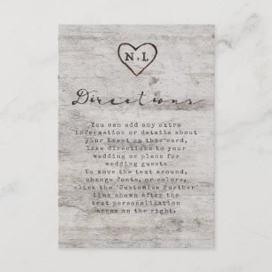 Carved Sweethearts Rustic Birch Wedding Directions Begleitkarte