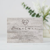 Carved Sweethearts Rustic Birch Wedding Directions Begleitkarte (Stehend Vorderseite)