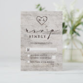 Carved Sweethearts Rustic Birch Wedding RSVP Antwo Karte (Stehend Vorderseite)