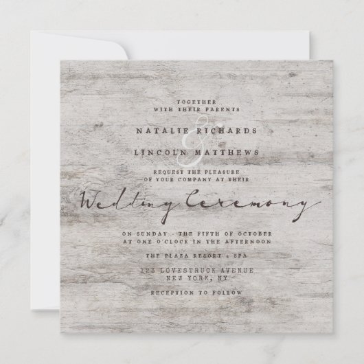 Carved Sweethearts Rustic Birch Wedding Square Einladung (Vorderseite)