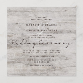 Carved Sweethearts Rustic Birch Wedding Square Einladung