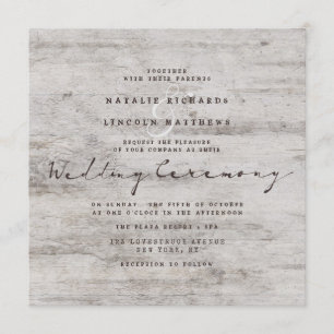 Carved Sweethearts Rustic Birch Wedding Square Einladung