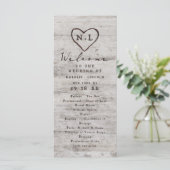 Carved Sweethearts Rustic Birch Wedding Zeremonie Programm (Stehend Vorderseite)