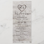 Carved Sweethearts Rustic Birch Wedding Zeremonie Programm (Vorderseite)