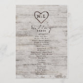 Carved Sweethearts Rustic Birch Wedding Zeremonie Programm (Rückseite)