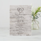 Carved Sweethearts Rustic Birch Wedding Zeremonie Programm (Stehend Vorderseite)