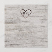 Carved Sweethearts Rustic Birch Wood Square Dinner Menükarte (Rückseite)