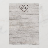 Carved Sweethearts Rustic Birch Wood Tree Dinner Menükarte (Rückseite)