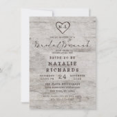 Carved Sweethearts Rustic Bridal Brunch Dusche Einladung (Vorderseite)