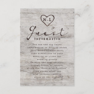 Carved Sweethearts Rustic Tree Wedding Information Begleitkarte